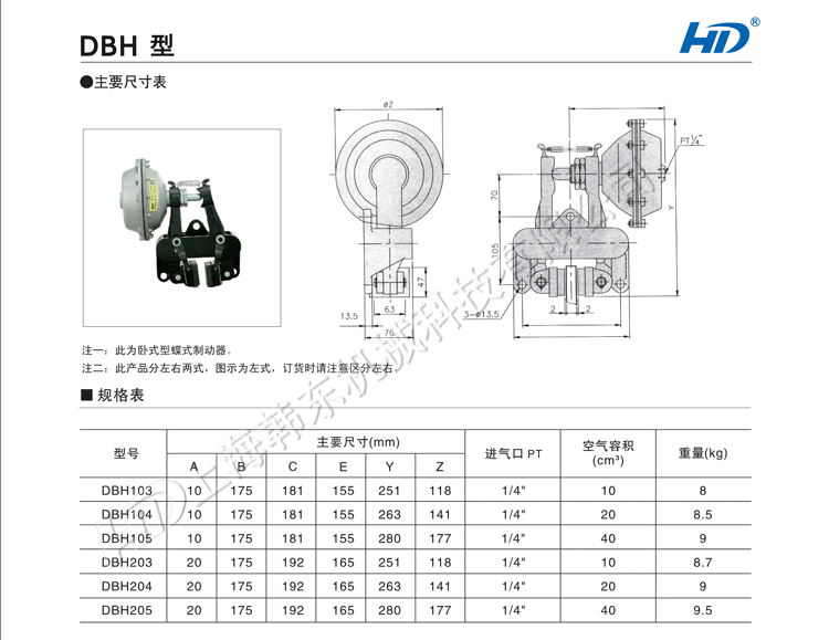 DBH臥式氣動(dòng)碟式剎車型號(hào)